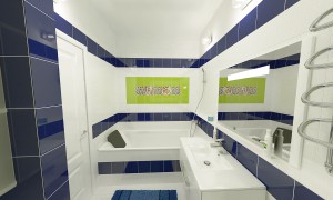 Ванная комната 4,4 м2 в новостройке, Москва, индивидуальная планировка